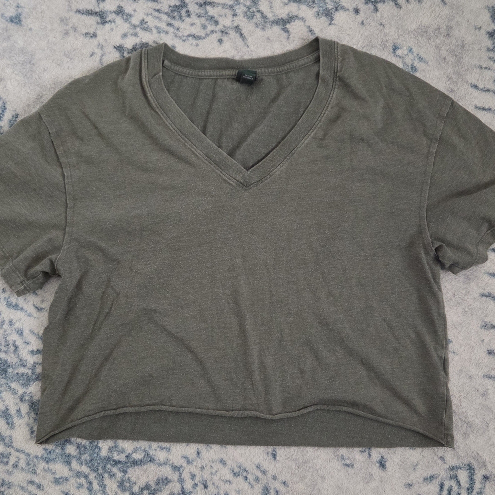 Wild Fable Charcoal V-Neck Crop Top